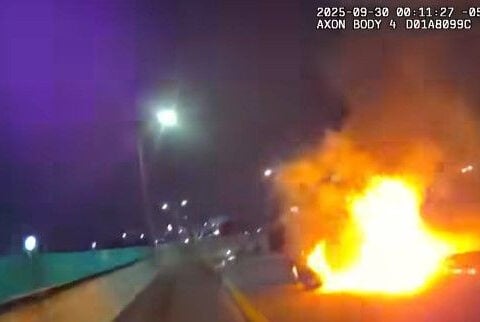Video shows Mesquite police officer rescue woman from burning car