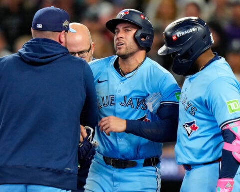 Blue Jays manager Schneider optimistic Springer will play ALCS Game 6 after pitch off knee