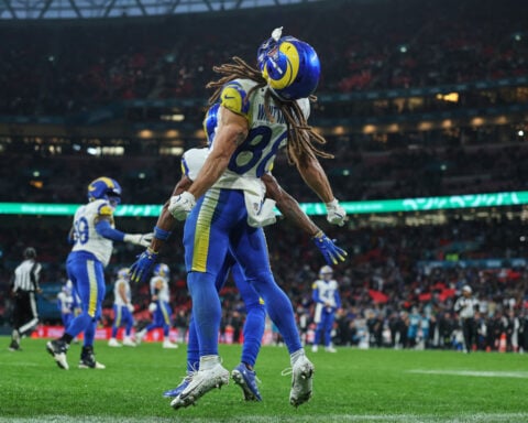 Matthew Stafford throws 5 TD passes as Rams rout Jaguars 35-7 at rainy Wembley