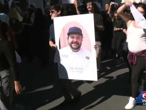 Hundreds gather to honor the life of sous chef killed in Mid-City carjacking while picking up son