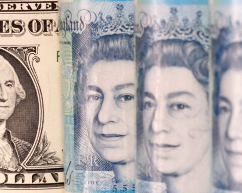 Sterling slips as UK inflation holds steady, dollar lower versus yen