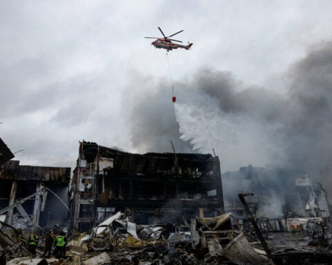 Russian aerial attack on Kyiv kills two, injures 13, Ukraine officials say