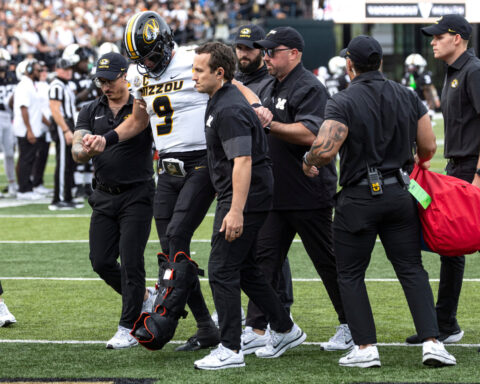 Missouri QB Beau Pribula carted off field with dislocated left ankle against No. 10 Vanderbilt