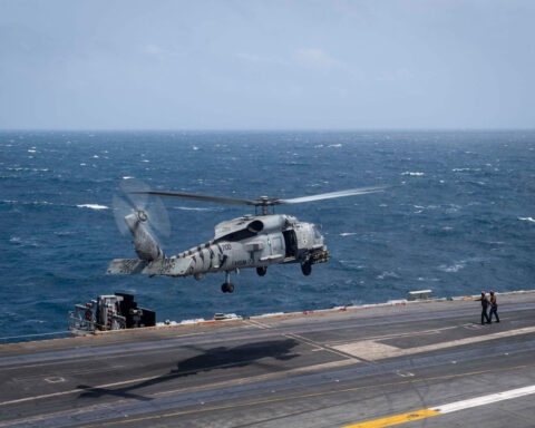 US Navy helicopter and fighter jet crash in separate incidents in the South China Sea