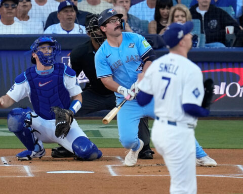 Injured DH George Springer out of Blue Jays' starting lineup for 2nd straight World Series game