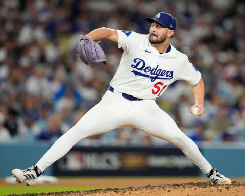 Amid World Series, Blue Jays relievers join Dodgers in wearing tribute to absent LA pitcher Vesia