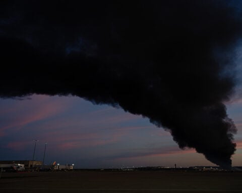 UPS cargo plane with 3 aboard explodes on takeoff at Louisville airport, igniting huge fire
