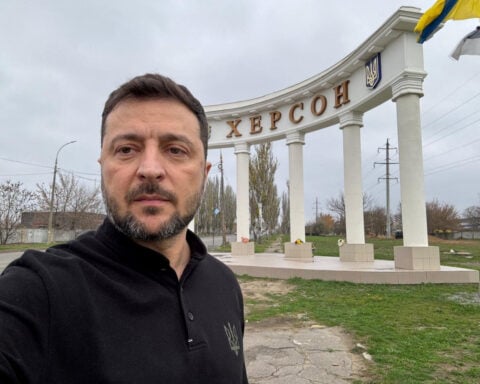 Ukraine's Zelenskiy visits heavily bombarded frontline city of Kherson