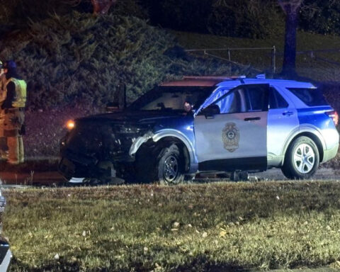 Wrong-way driver crashes head-on into police cruiser
