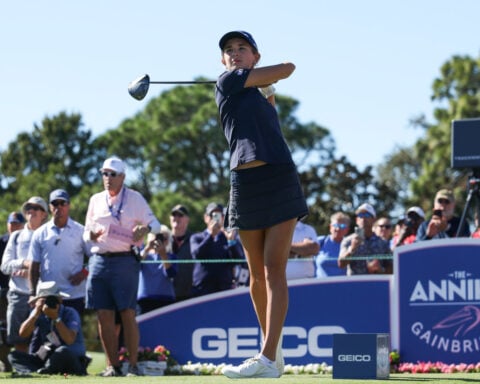 Golf-Trump's granddaughter makes LPGA debut, post day's highest score