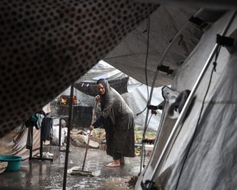 Heavy rainfall floods the camps of displaced Palestinians in Gaza