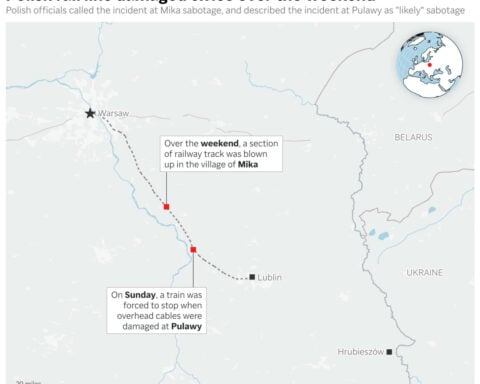 Poland blames sabotage for railway blast on Ukraine delivery line