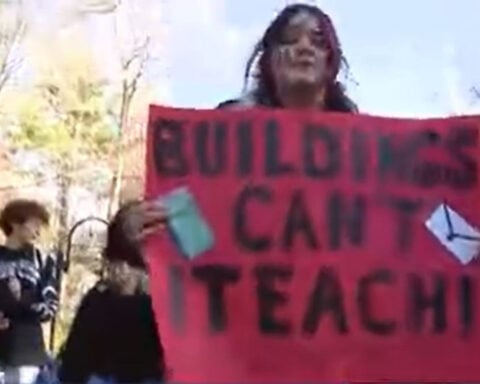 Whitman-Hanson Regional High School students walk out of class to protest layoffs