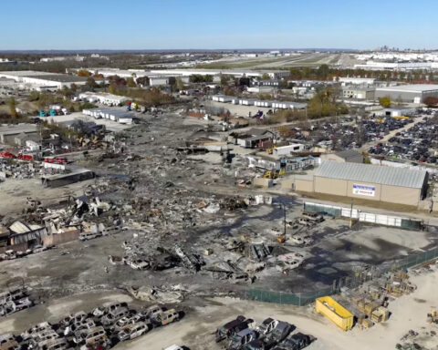 Dramatic photos of doomed UPS plane show the aircraft on fire and its engine flying off
