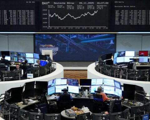 European shares log a weekly decline, defence stocks slide