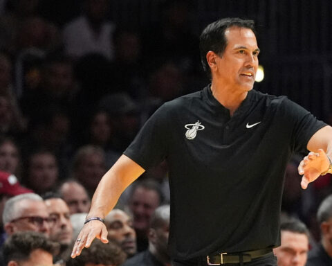 Erik Spoelstra had no idea why he was getting drenched in the locker room. His 800th win was why