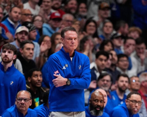 Freshman guard Braylon Mullins scores 17 points as No. 5 UConn rallies past No. 21 Kansas 61-56