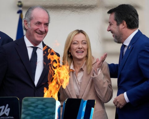 Cauldron for Milan Cortina Winter Olympics lit at Italy's presidential palace with 2 months to go