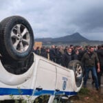 Protesting Greek farmers swarm onto apron area of international airport on Crete