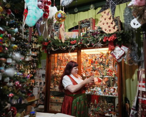 Holiday ornaments decorate life all year long in this Belgian shop