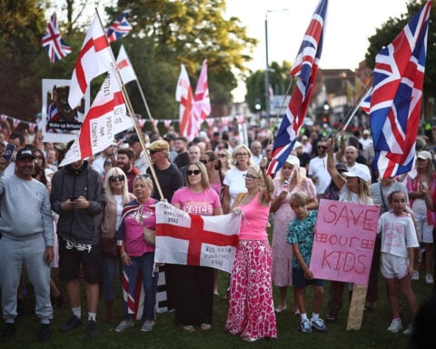 Meet the Pink Ladies, a new face in Britain’s anti-immigration movement