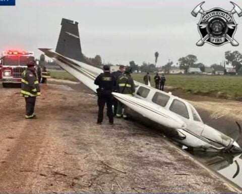 Pilot has minor injuries after small plane crashes in canal near Tracy, officials say