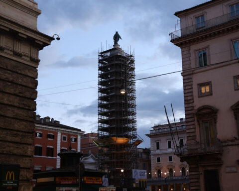 Ancient Roman landmark undergoing high-tech restoration