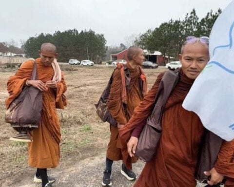 Buddhist monks on cross-country Walk for Peace arrive in Georgia