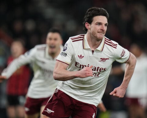 Rice double helps Arsenal rally for win at Bournemouth and take six-point lead in Premier League