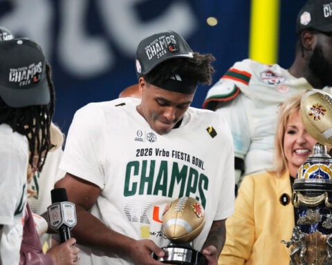 Miami heading home for shot at national title after beating Ole Miss 31-27 in Fiesta Bowl