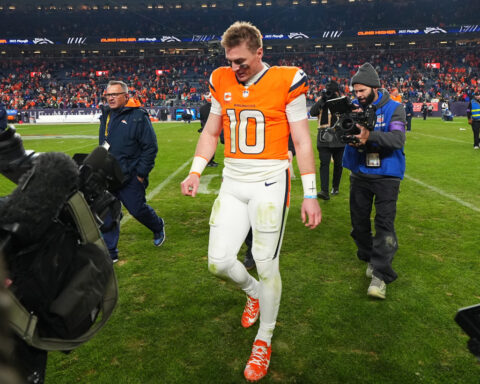 Bo Nix breaks his right ankle late in Broncos' playoff win, will have season-ending surgery