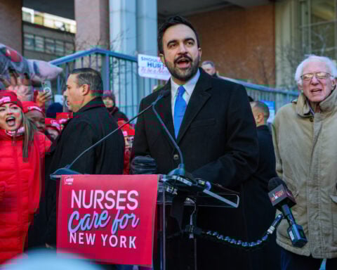 NYC Mayor Zohran Mamdani and US Sen. Bernie Sanders rally with nurses on ninth day of strike