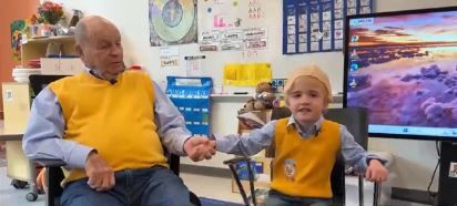 100-year-old man celebrates 100th day of school with great-granddaughter's class