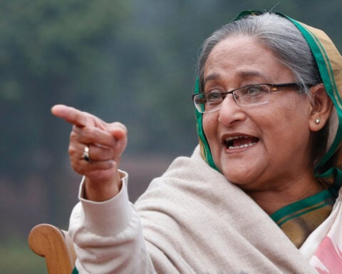 Bangladesh's ousted leader Hasina denounces the upcoming election from her exile in India