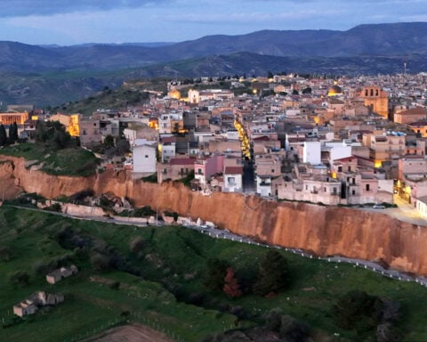 Huge landslide leaves Sicilian homes teetering on cliff edge as 1,500 people are evacuated