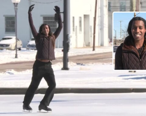 Parking lot transforms into impromptu ice rink