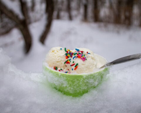 Eating snow cones or snow cream can be a winter delight, if done safely