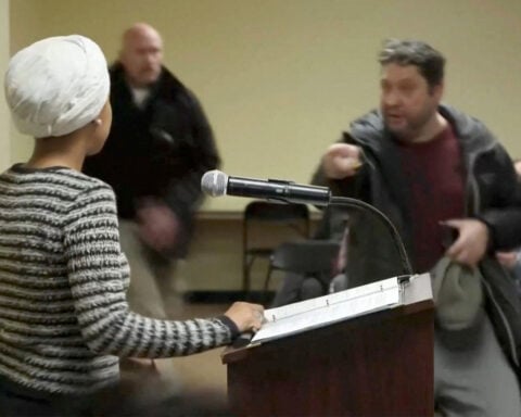 Video: Man sprays unknown substance toward Rep. Ilhan Omar