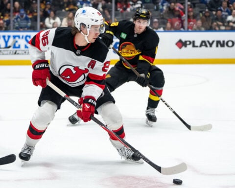 Devils' Jack Hughes leaves game with injury 2 weeks before US opens play at the Olympics