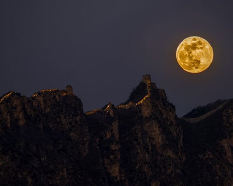 See February’s full snow moon light up the sky