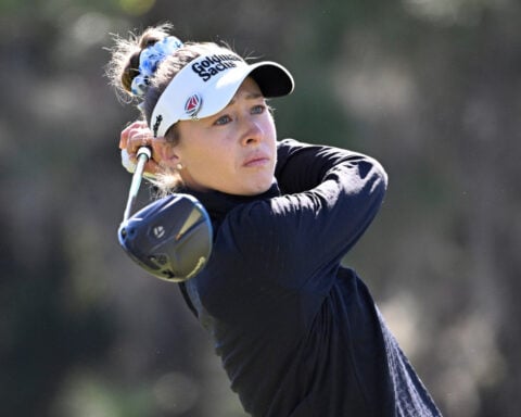 Nelly Korda has a 64 in the cold and wind to take lead in LPGA opener