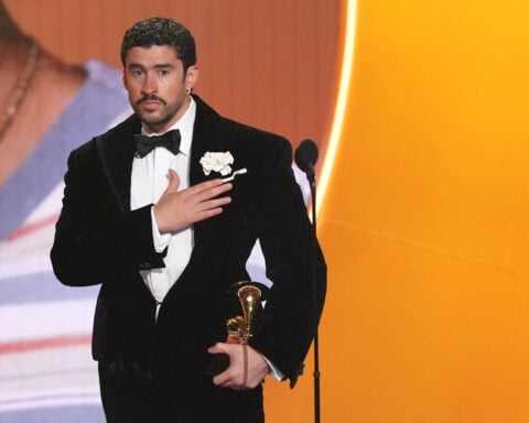 The Latest: Bad Bunny makes Grammy Awards history with album of the year win