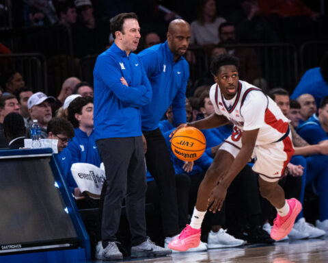 Proud papa Rick Pitino gets another hard-fought milestone win against his 'brilliant' son