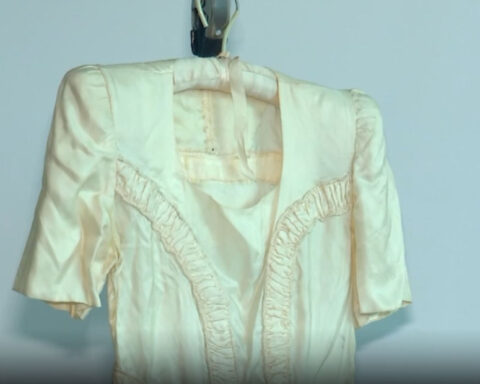 Wedding dress made from WWII parachute on display at museum