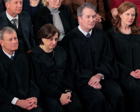 Supreme Court justices sit in silence at State of the Union as Trump slams their tariffs decision