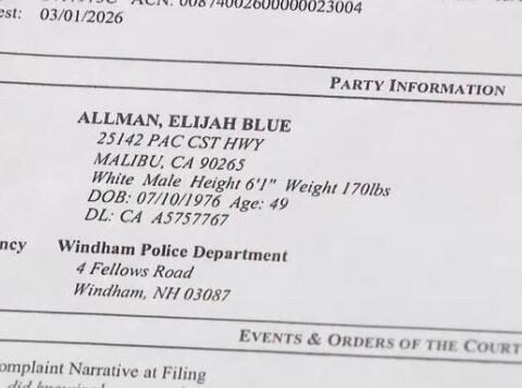 Cher's son Elijah Allman arrested in New Hampshire for second time in three days