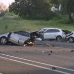 3 people hospitalized after car is torn in half in high-speed crash
