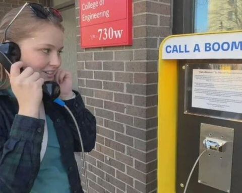 "Call A Boomer" payphone at Boston University connects students, seniors 3,000 miles apart
