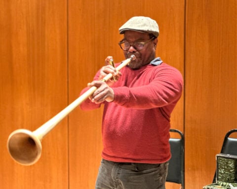Specially built wood horn known as holztrompete sounds at Met Opera in Wagner's `Tristan und Isolde'