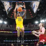 Lendeborg makes a tiebreaking 3 as No. 3 Michigan tops No. 23 Wisconsin 68-65 in Big Ten semis
